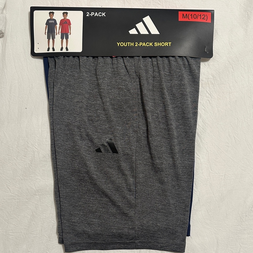Adidas Kids Dark Gray and Blue Shorts 2-Pack